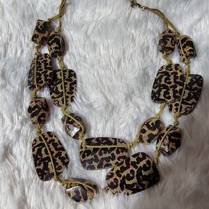 Vintage 80s Leopard Print Statement Necklace/ Unique!/ See Info
